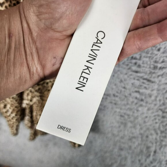 Calvin Klein Dress Womens 2 Leopard Print Long Sleeve Knee Length Ruffled NWT - Picture 5 of 13